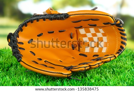 Baseball glove on grass in park