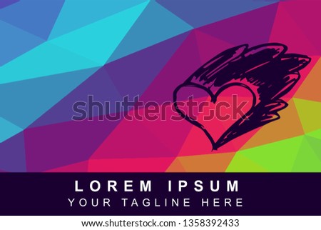 Vector Illustration Rainbow Geometric Polygon of Heart. Background Template or Layout for Graphic Design.