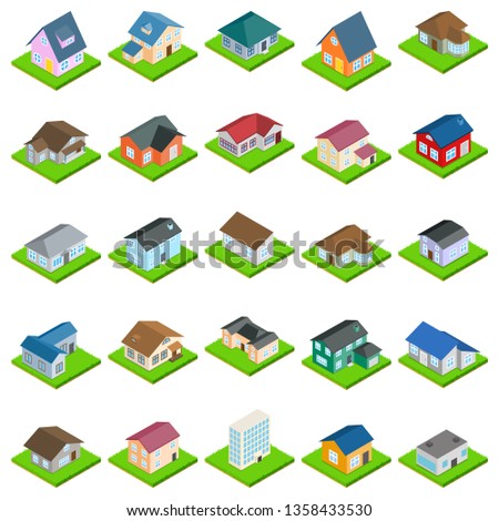 House icons set. Isometric set of 25 house vector icons for web isolated on white background Royalty-Free Stock Photo #1358433530