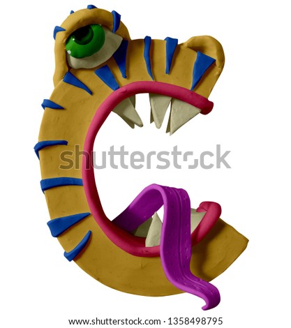 Funny monsters alphabet handmade with plasticine. Letter “C”.  Monsters font. Isolated on white background – Image
