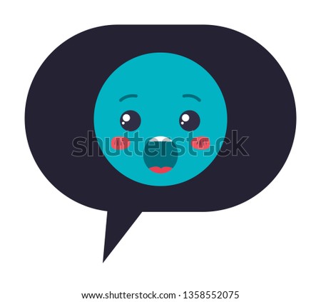 speech bubble with emoji surprised kawaii character