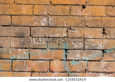 Closeup orange brick texture background with detail.