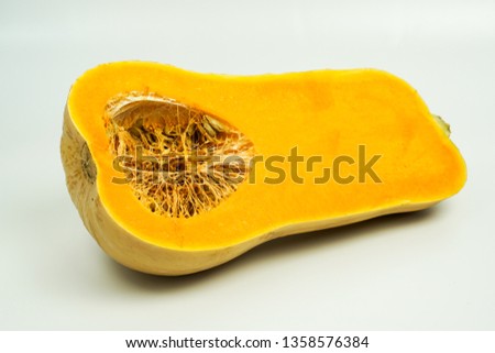 piece of pumpkin on a wpiece of pumpkin on a white background top viewhite background top view