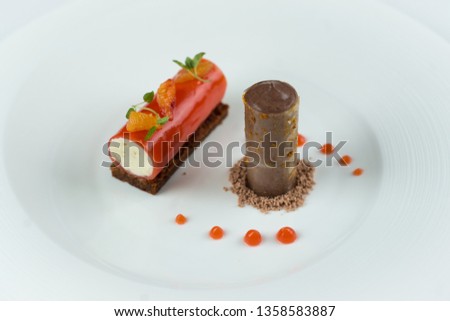 Fine Dining Dessert, Orange, Chocolate, Food Photography