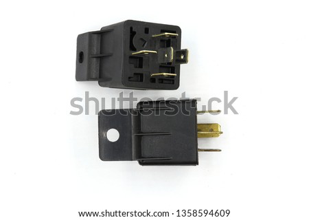 Electric relay, Electrical Auxiliary Relay, Coil Power Relay, magnetic contactor, 12v auto part isolated on white background. 