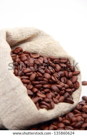 coffee beans and sack isolated