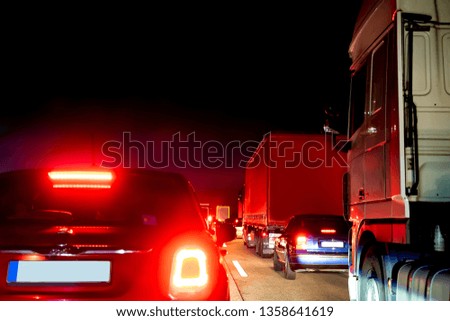 Rescue lane of a german highway at night
