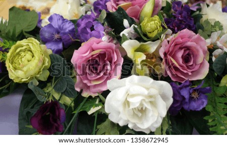 Beautiful decorations of colorful flowers. Floral composition.