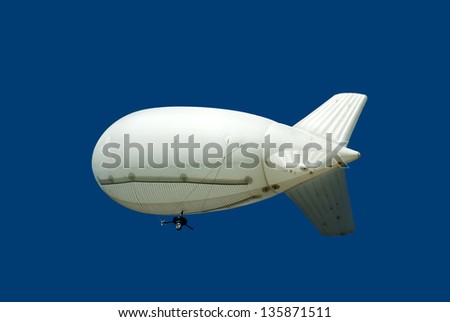 Airship with camera opposite blue sky Royalty-Free Stock Photo #135871511