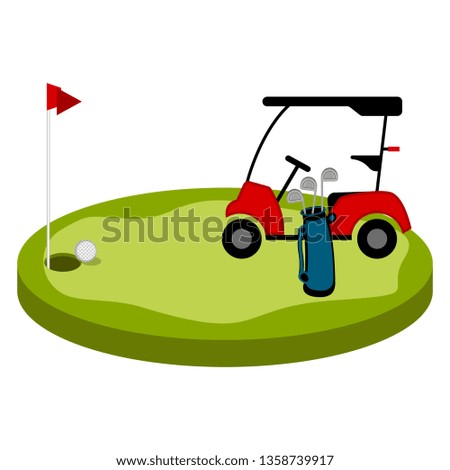 Isolated golf hole with a cart. Vector illustration design