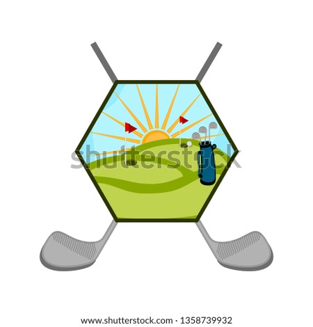 Golf course in a shield emblem. Vector illustration design