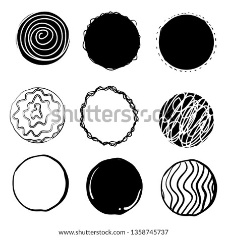 hand drawn Abstract circle clip art doodle elements. Use for posters, prints, greeting and business cards, banners, icons, labels, badges and other graphic designs