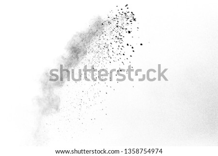 
 black and white splashing powder, isolated on white background 