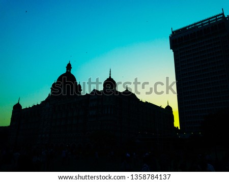 This is the picture of the famous Taj Hotel, Mumbai. The image was taken after sunset a bit of color gradation done to make the look subtle, silhouette and beautiful