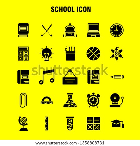 School Icon Solid Glyph Icon Pack For Designers And Developers. Icons Of Education, Globe, School, Backpack, Bag, Learn, Learning, School, Vector