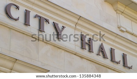 City Hall Sign Royalty-Free Stock Photo #135884348