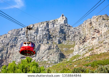 table mountain cable way in cape town, south africa Royalty-Free Stock Photo #1358864846