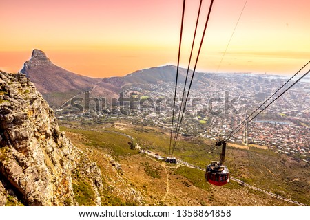 table mountain cable way in cape town, south africa Royalty-Free Stock Photo #1358864858