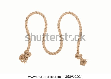 jute waved rope with knots isolated on white 