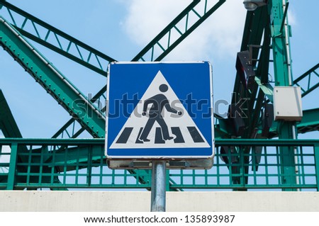 Sign across the road, isolated on white with clipping path.