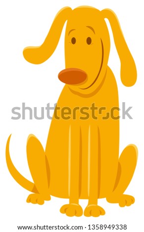 Cartoon Illustration of Happy Yellow Dog or Puppy Animal Character