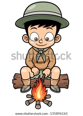 Vector illustration of Boy camping
