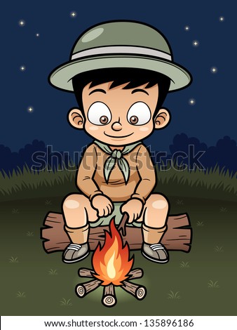 Vector illustration of Boy camping
