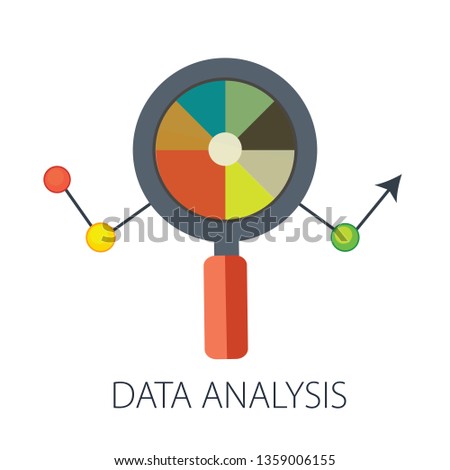 Vector illustration of data analysis and financial research with "data analysis" financial data concept.