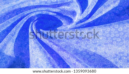 Texture, pattern, blue silk fabric on a white background, flowers pattern silhouette on white background decorative course, postcard wallpaper design. Your project will be successful. Act inspired