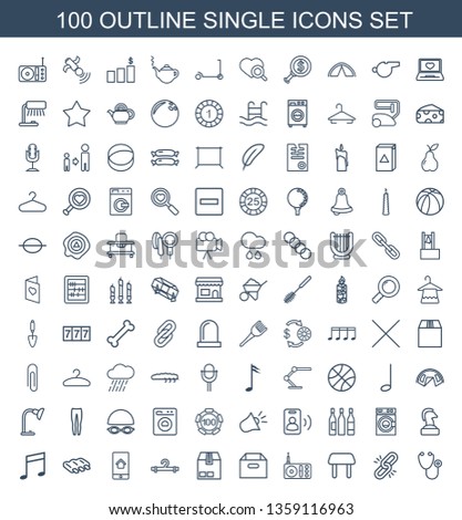 100 single icons. Trendy single icons white background. Included outline icons such as stethoscope, chain, table, radio, box, cargo container. single icon for web and mobile.