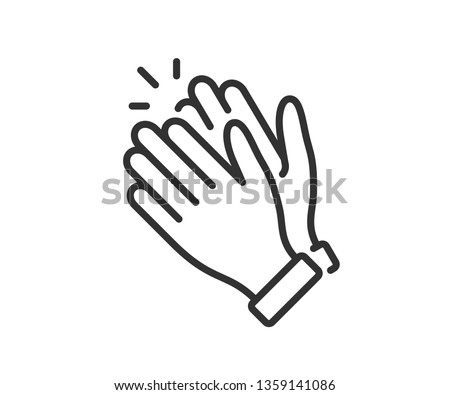 Clapping hand icon. Applause clap. Celebration hand gesture. Audience slam icon. Cheers slap sign. Celebration expression. Clapping symbol in outline style. People appreciation vector Royalty-Free Stock Photo #1359141086