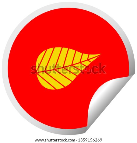 circular peeling sticker cartoon of a green leaf