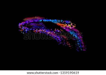 colorful polypropylene pelets explosion and movement sci fi background