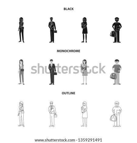 Isolated object of character and avatar  icon. Collection of character and portrait vector icon for stock.