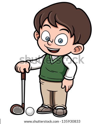 Vector illustration of young golf player