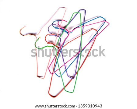 Hangers placed on a white background