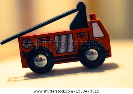 wooden toy fire truck