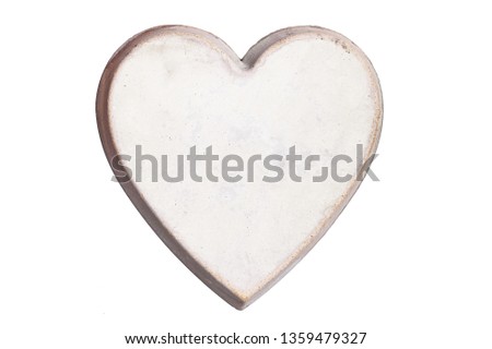 Grunge gray wood heart shape isolated on white. Love symbol for graphic design.