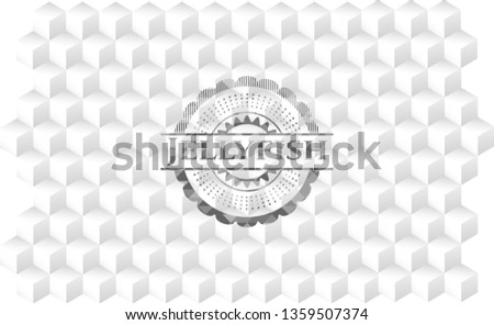 Jellyfish grey emblem. Retro with geometric cube white background