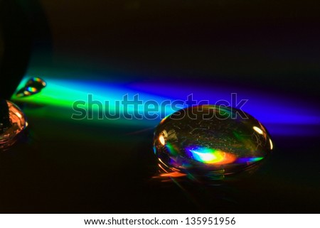 abstract rainbow drop in a plastic cd material