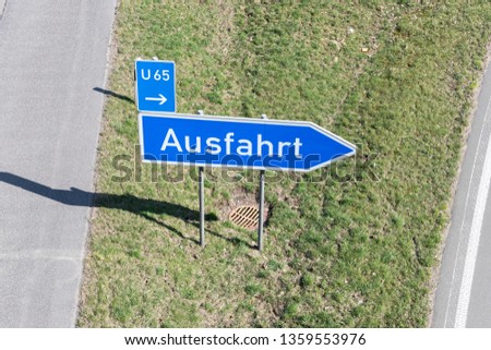 German road sign: motorway exit (translation: exit)