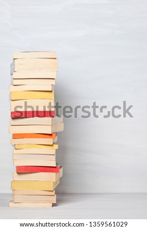 Pile of pocket books. Leisure, reading, library, study concept