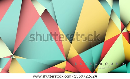 Vector Background of the Mosaic Triangle with a combination of pastel blue, red and yellow. Geometric illustration style with gradients and transparency.