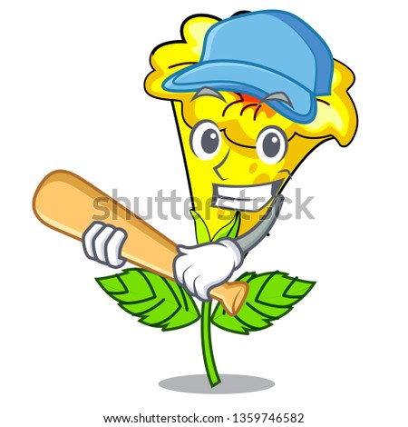Playing baseball allamanda flower in the shape cartoon