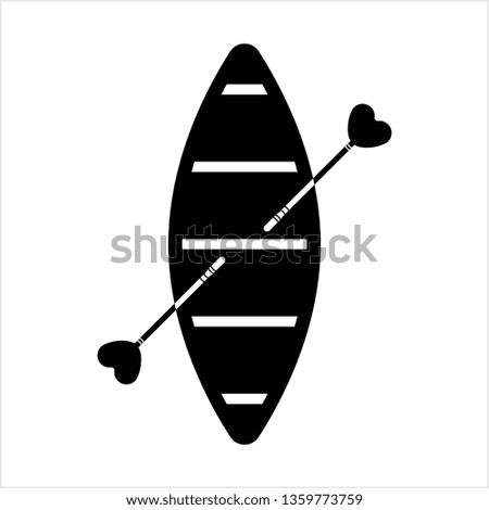Boat With Boat Paddle Icon, Boat Paddle Pair Vector Art Illustration