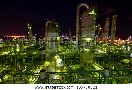 Column tower in petrochemical plant in Mataphut Thailand