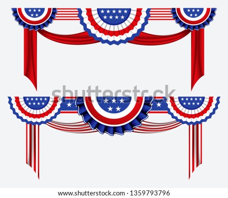 set of american flag decoration clip art. easy to modify 