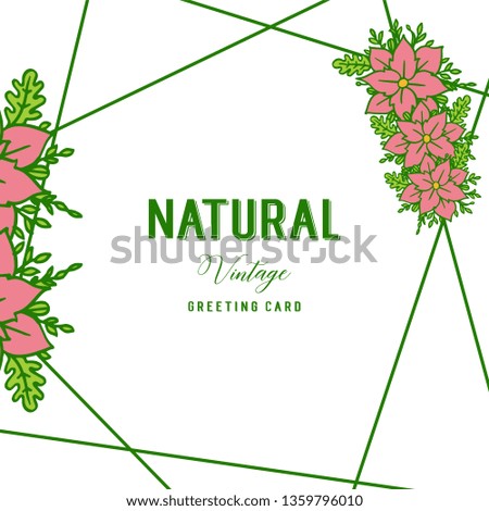 Vector illustration style green leafy flower frame for writing natural vintage hand drawn