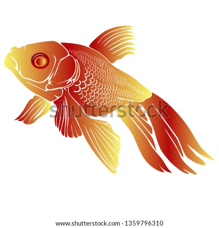vector beautiful goldfish Royalty-Free Stock Photo #1359796310