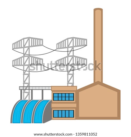 Hydroelectric power station image. Vector illustration design